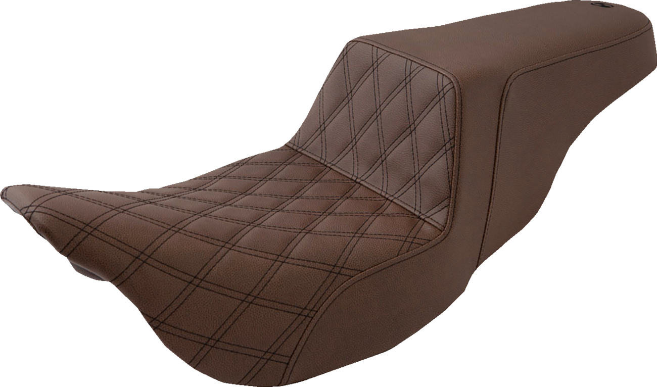 SADDLEMEN Step-Up Seat - Front Lattice Stitch - Brown - FL '08-'24