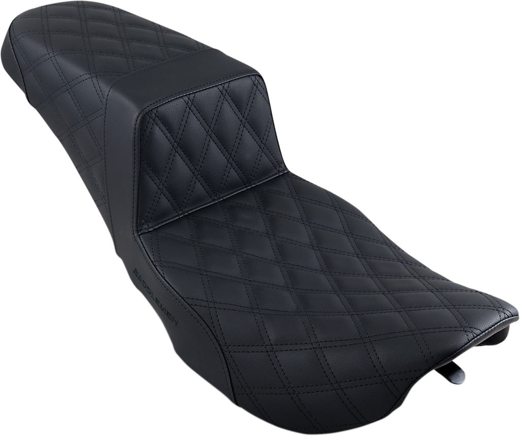 SADDLEMEN Step-Up Seat - Full Lattice Stitch - Black - FLHR/FLHX