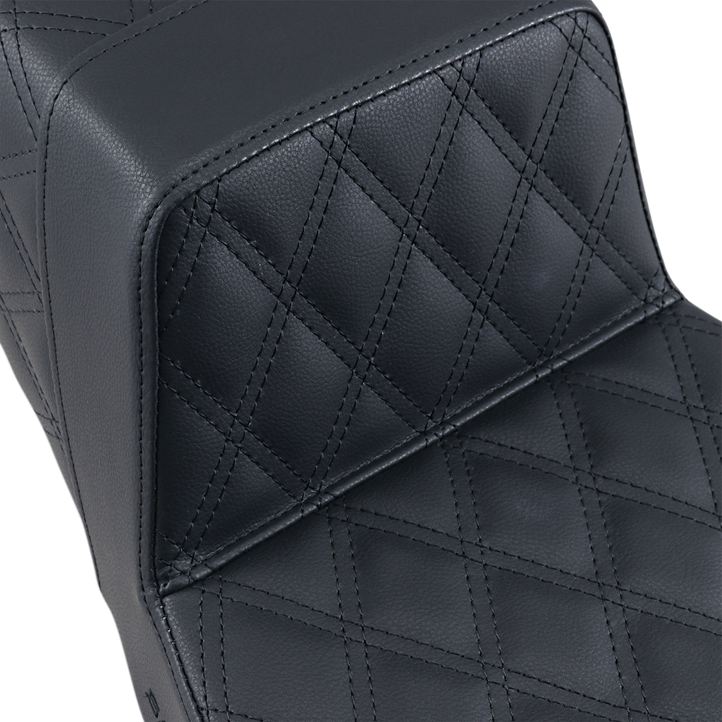 SADDLEMEN Step-Up Seat - Full Lattice Stitch - Black - FLHR/FLHX