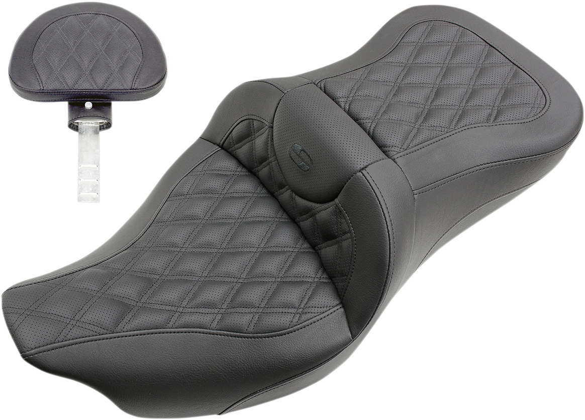 SADDLEMEN Roadsofa™ Seat - Full Lattice Stitch - with Backrest - FL '08-'24