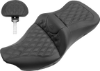 SADDLEMEN Roadsofa™ Seat - with Backrest - Full Lattice Stitch - Heated - FLH/FLT '08-'25
