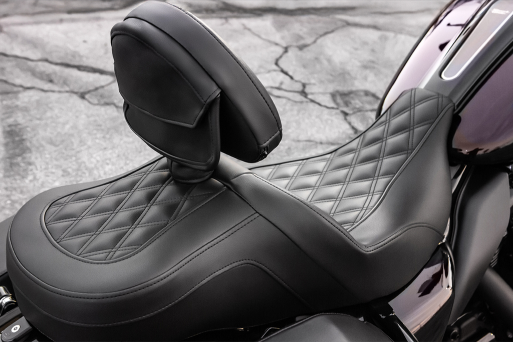 SADDLEMEN Roadsofa™ Seat - with Backrest - Full Lattice Stitch - Heated - FLH/FLT '08-'25