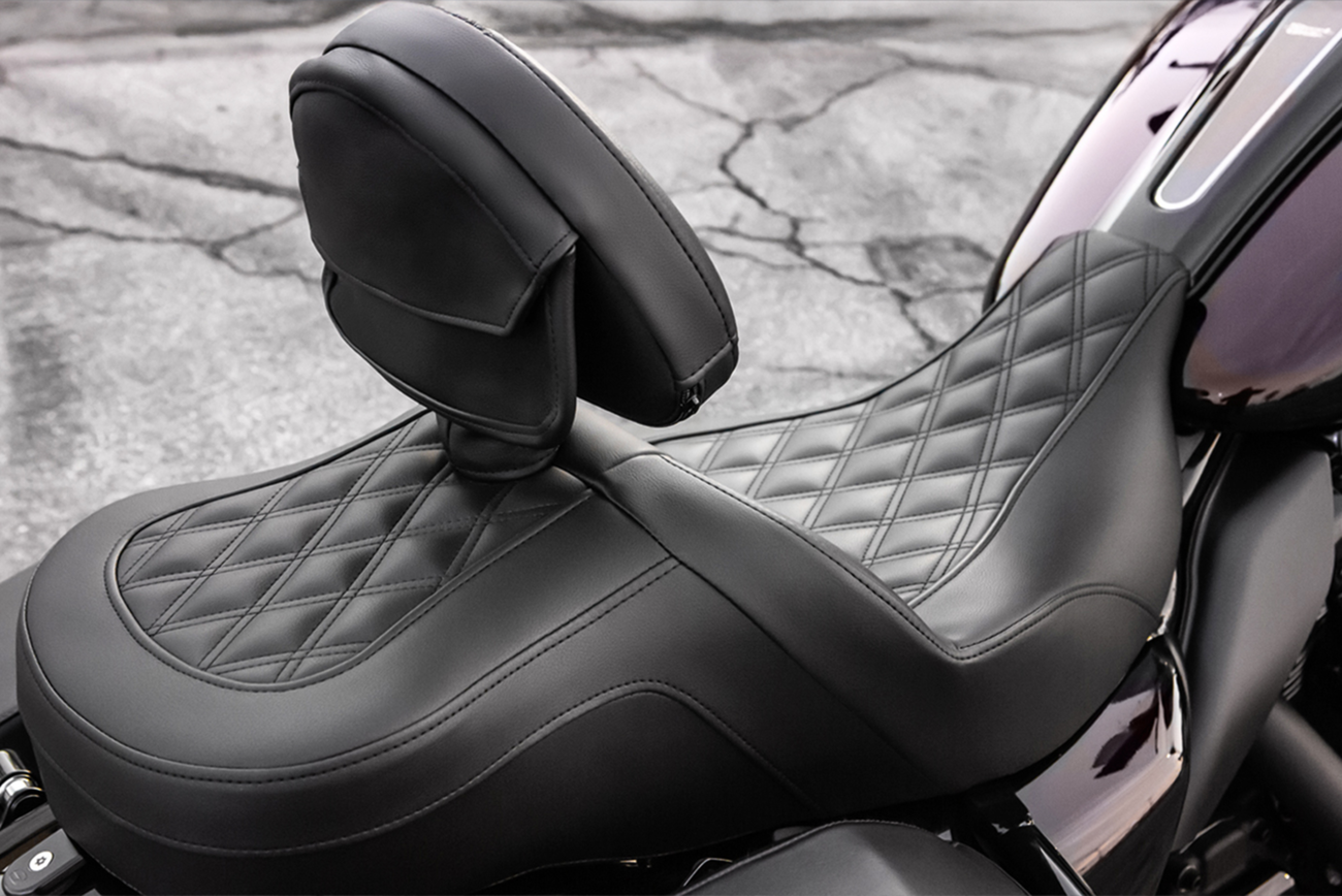 SADDLEMEN Roadsofa™ Seat - with Backrest - Full Lattice Stitch - Heated - FLH/FLT '08-'25