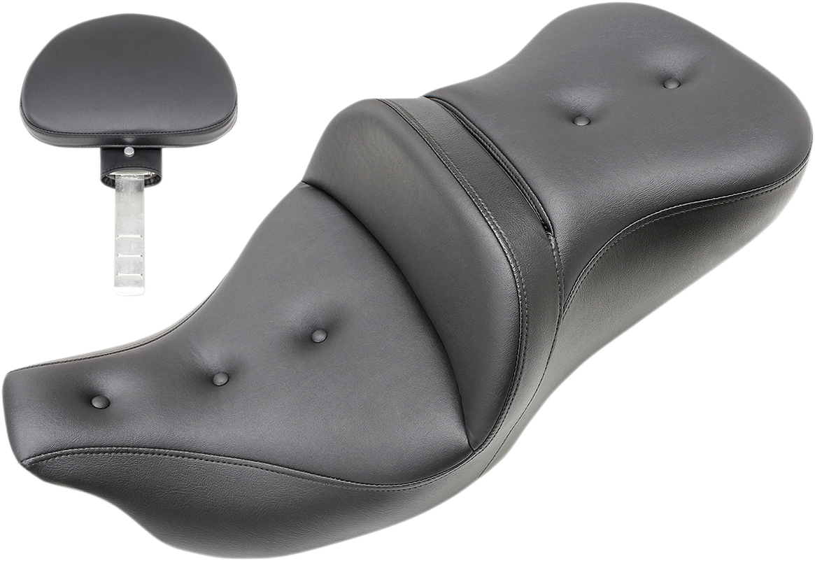 SADDLEMEN Roadsofa™ Seat - Pillow Top - with Backrest - Black - FLH/FLT '09-'24