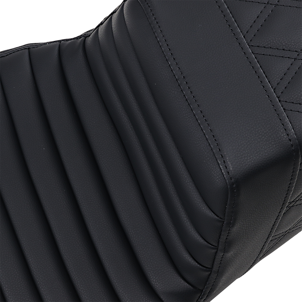 SADDLEMEN Step-Up Seat - Front Tuck-n-Roll/Rear Lattice Stitch - Black - FL '08-24