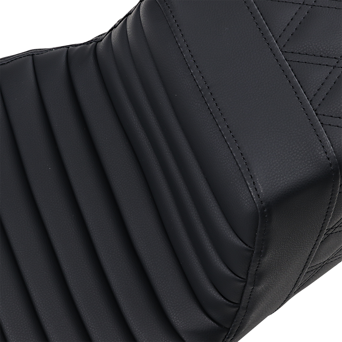 SADDLEMEN Step-Up Seat - Front Tuck-n-Roll/Rear Lattice Stitch - Black - FL '08-24