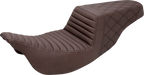 SADDLEMEN Step-Up Seat - Front Tuck-n-Roll/Rear Lattice Stitch - Brown - FL '08-'24