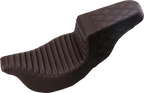SADDLEMEN Step-Up Seat - Front Tuck-n-Roll/Rear Lattice Stitch - Brown - FL '08-'24