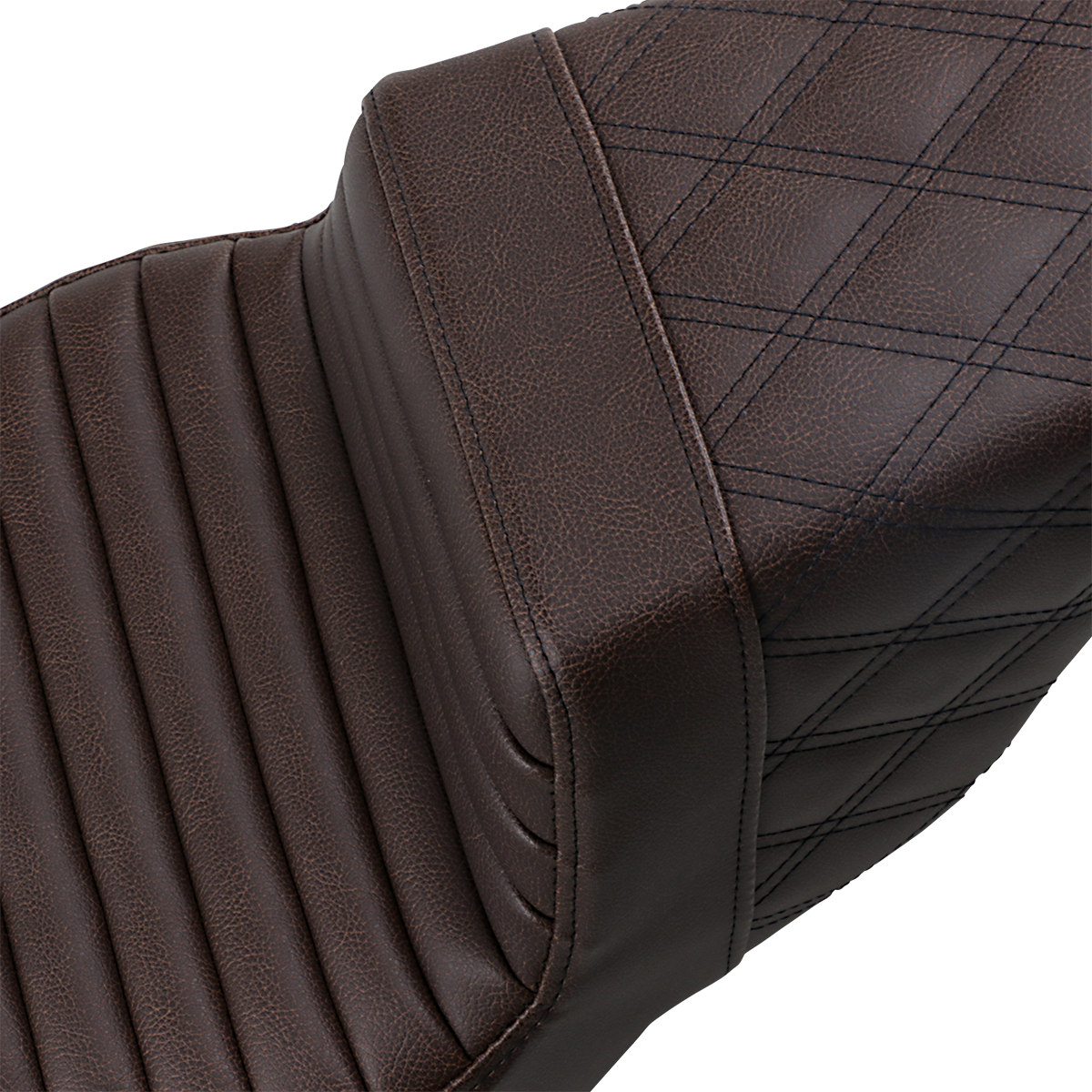 SADDLEMEN Step-Up Seat - Front Tuck-n-Roll/Rear Lattice Stitch - Brown - FL '08-'24