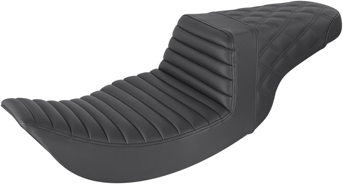 SADDLEMEN Step-Up Seat - Front Tuck-n-Roll/Rear Lattice Stitch - Black