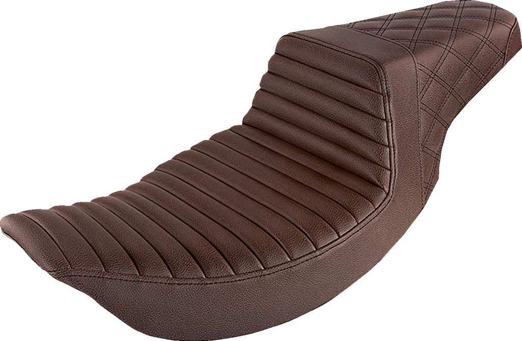 SADDLEMEN Step-Up Seat - Front Tuck-n-Roll/Rear Lattice Stitch - Brown
