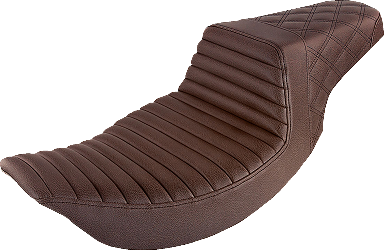 SADDLEMEN Step-Up Seat - Front Tuck-n-Roll/Rear Lattice Stitch - Brown