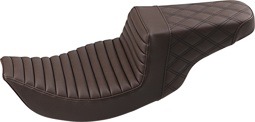 SADDLEMEN Step-Up Seat - Front Tuck-n-Roll/Rear Lattice Stitch - Brown