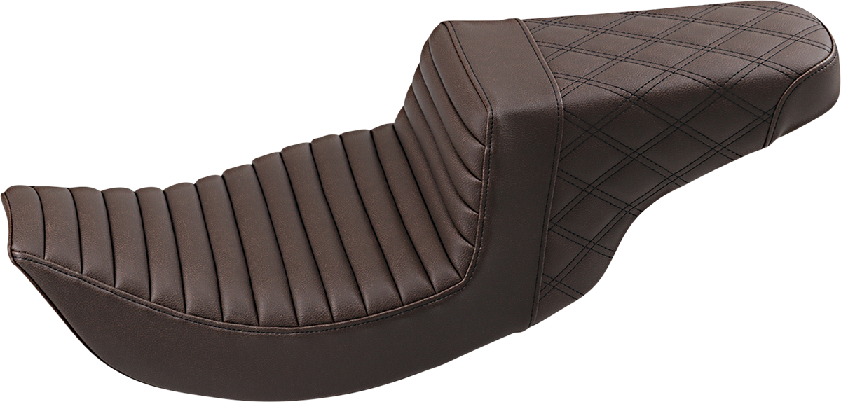 SADDLEMEN Step-Up Seat - Front Tuck-n-Roll/Rear Lattice Stitch - Brown