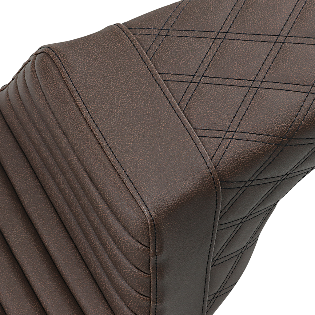 SADDLEMEN Step-Up Seat - Front Tuck-n-Roll/Rear Lattice Stitch - Brown