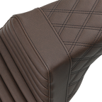 SADDLEMEN Step-Up Seat - Front Tuck-n-Roll/Rear Lattice Stitch - Brown