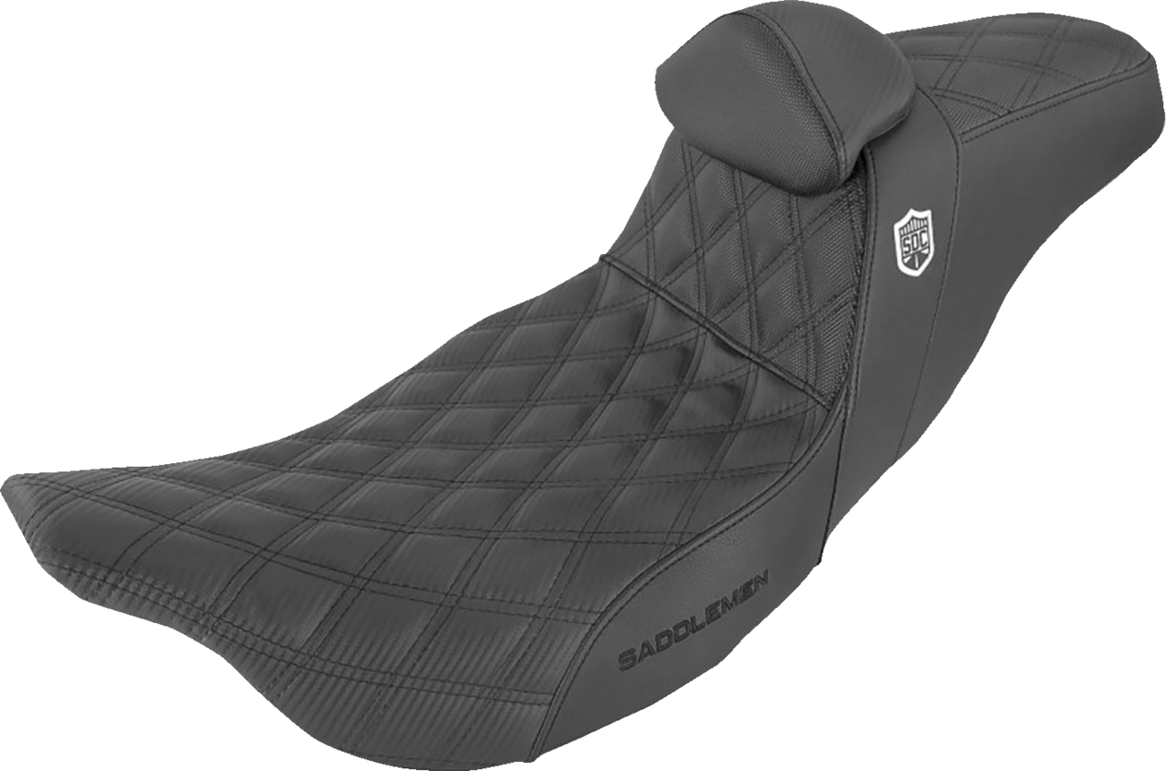 SADDLEMEN Pro Series SDC Performance Seat - w/ Backrest - Lattice Stitch/Lumbar Gripper - FL '08-'23
