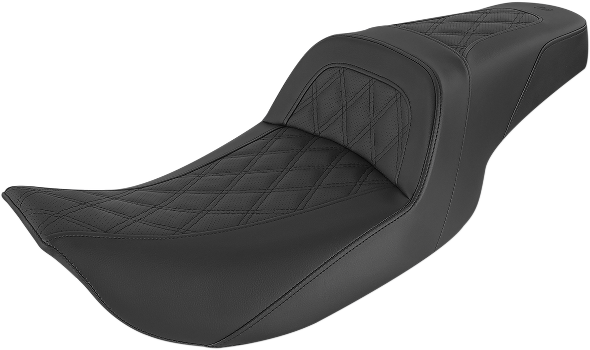 SADDLEMEN Slim Seat - Black - Lattice Stitch - '99-'07 FL
