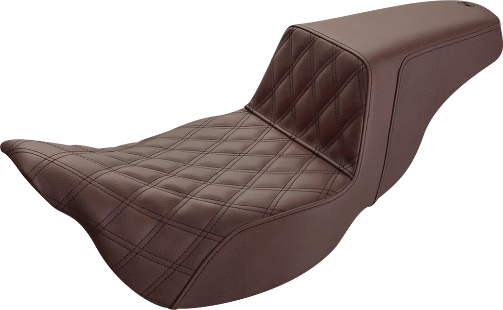 SADDLEMEN Step-Up Seat - Extended Reach - Front Lattice Stitch - Brown - FL '08-'24