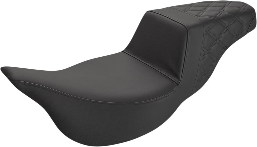 SADDLEMEN Step-Up Seat - Extended Reach - Rear Lattice Stitch - Black - FL '08-'24