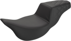 SADDLEMEN Step-Up Seat - Extended Reach - Rear Lattice Stitch - Black - FL '08-'24