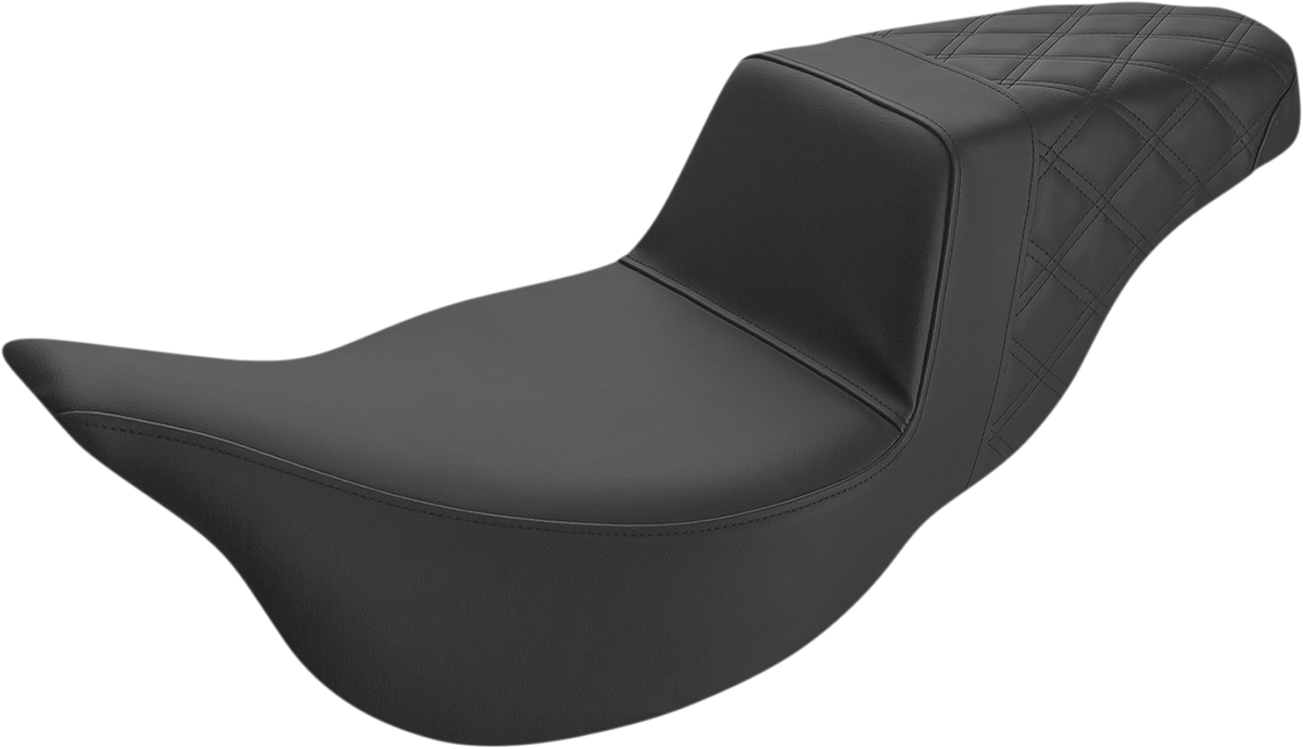 SADDLEMEN Step-Up Seat - Extended Reach - Rear Lattice Stitch - Black - FL '08-'24
