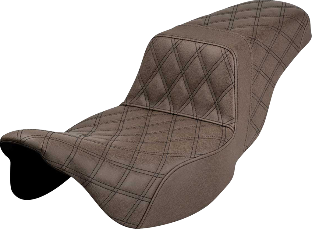 SADDLEMEN Step-Up Seat - Extended Reach - Full Lattice Stitch - Brown - FL '08-'24