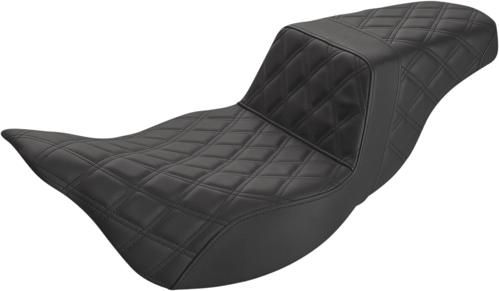 SADDLEMEN Step-Up Seat - Extended Reach - Full Lattice Stitch - Black - FL '08-'24