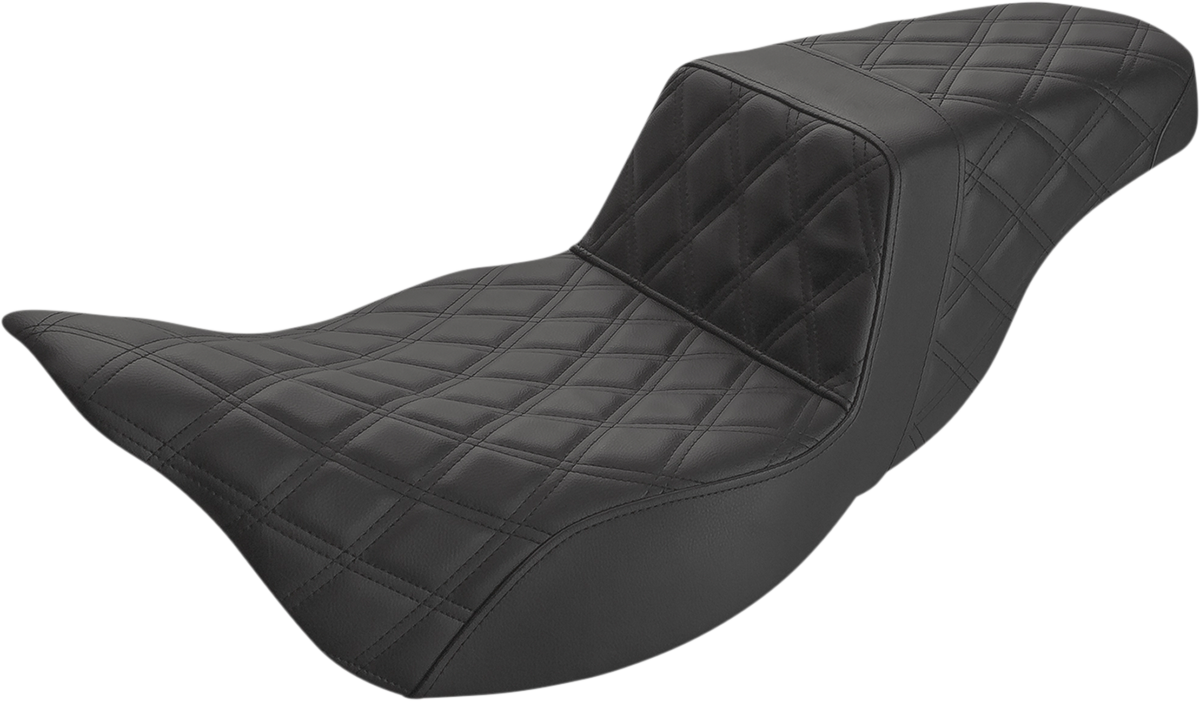 SADDLEMEN Step-Up Seat - Extended Reach - Full Lattice Stitch - Black - FL '08-'24