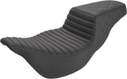 SADDLEMEN Step-Up Seat - Extended Reach - Front Tuck-n-Roll/Rear Lattice Stitch - Black - FL '08-'24