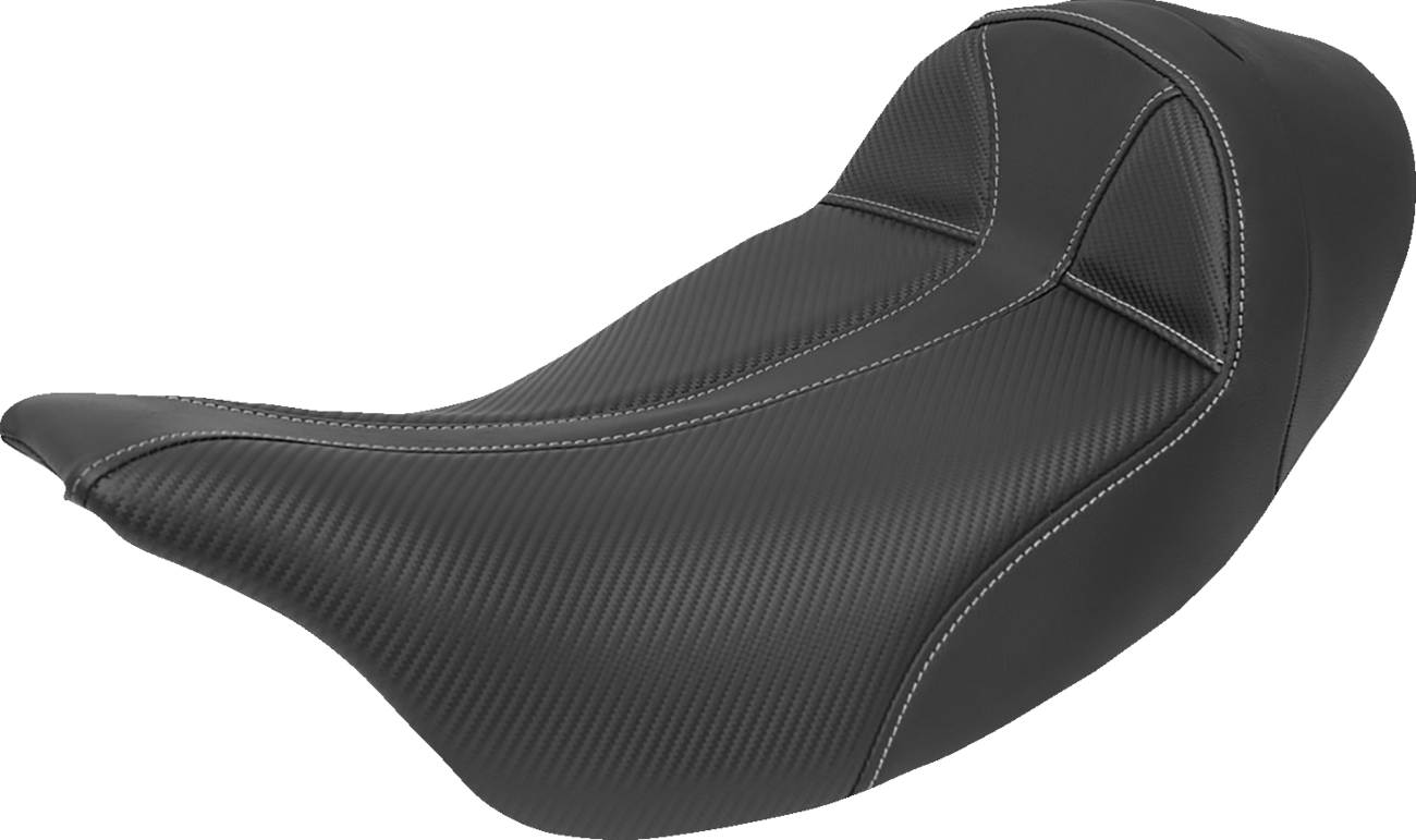 SADDLEMEN Dominator Solo Seat - Extended Reach - w/o Backrest - Black w/ Gray Stitching - FL '08-'24