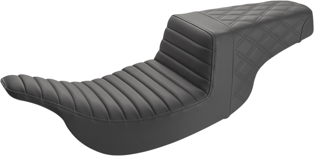 SADDLEMEN Step-Up Seat - Front Tuck-n-Roll/Rear Lattice Stitch - Black