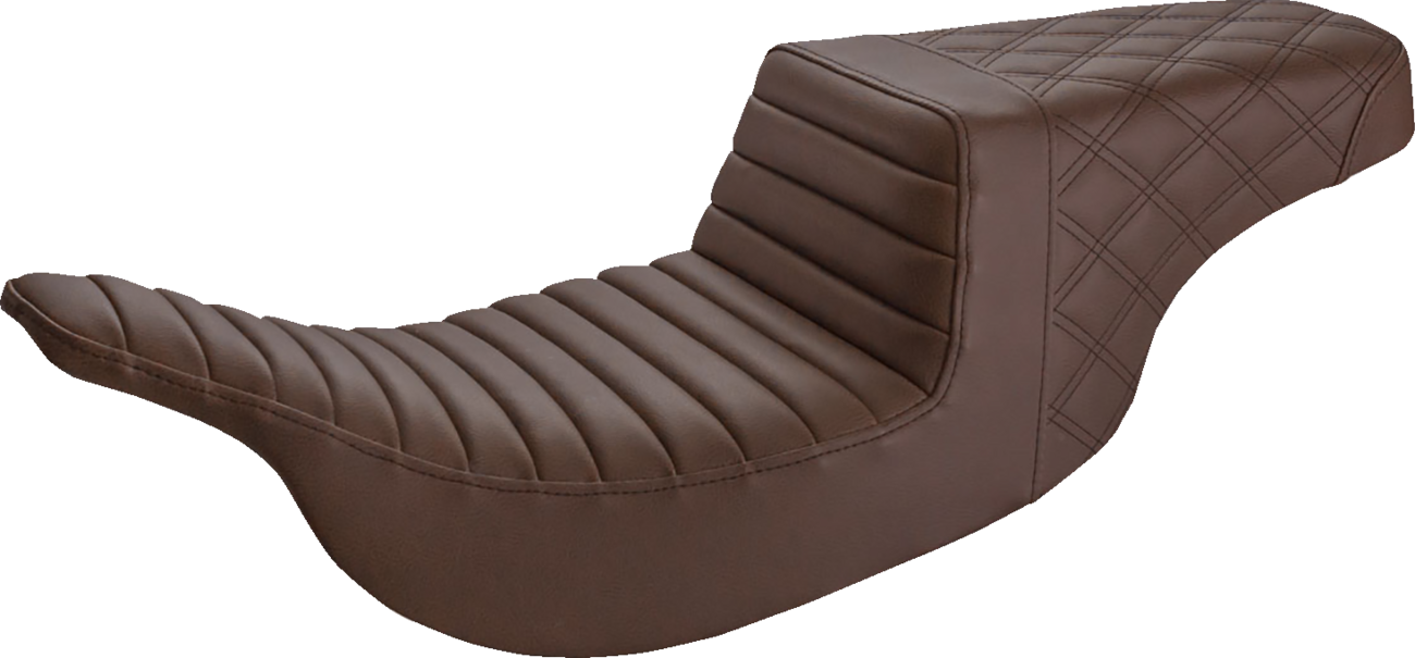 SADDLEMEN Step-Up Seat - Front Tuck-n-Roll/Rear Lattice Stitch - Brown