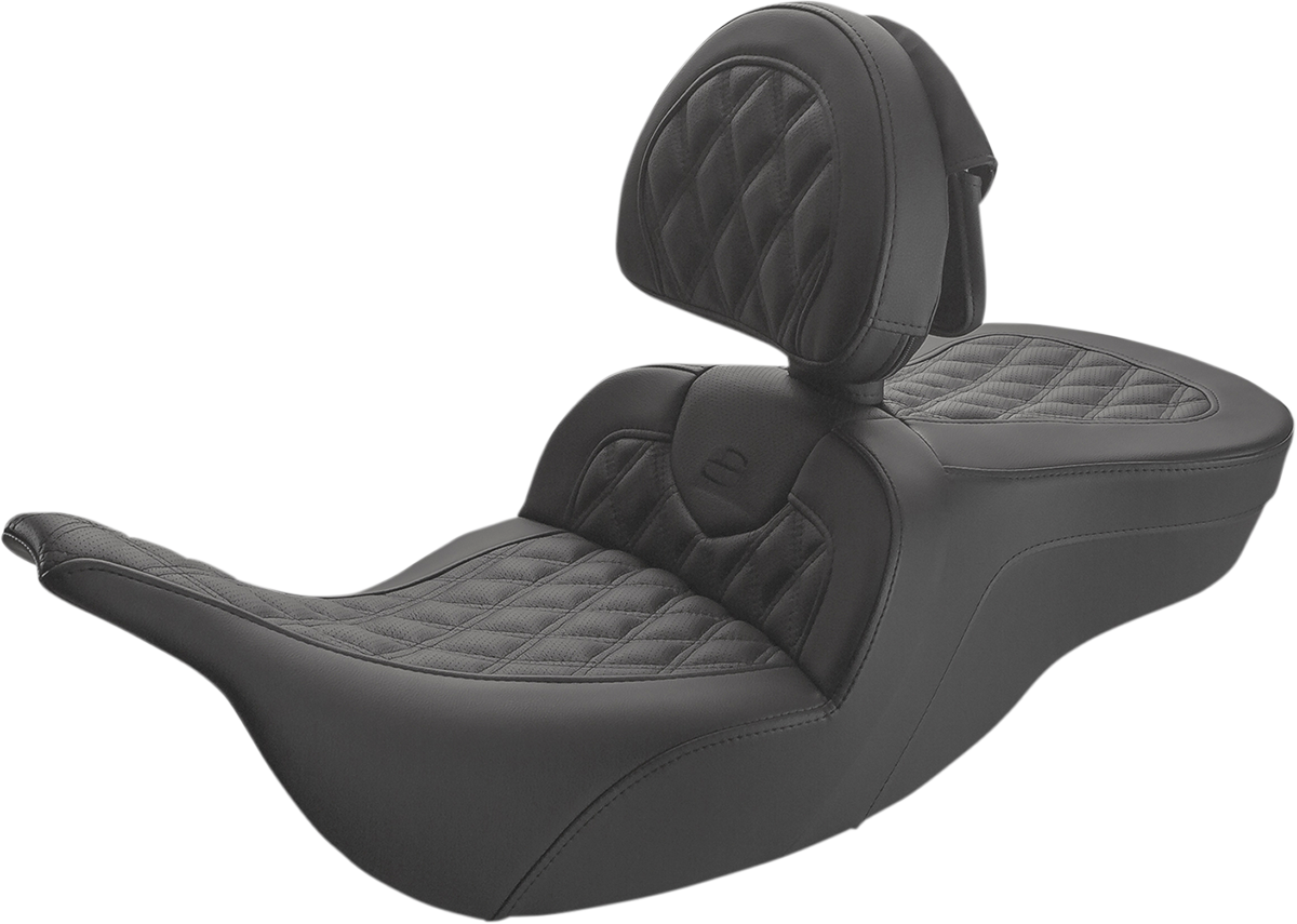 SADDLEMEN Roadsofa™ Lattice Stitched Seat - w/ Driver Backrest - Black