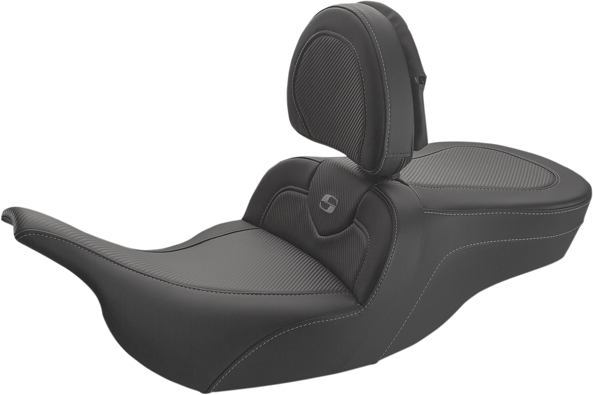 SADDLEMEN Roadsofa™ Carbon Fiber Seat - w/ Backrest - Smooth - FLH/FLT '97-'07