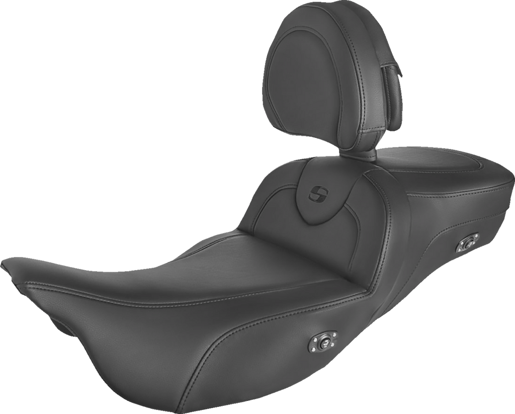 SADDLEMEN Roadsofa™ Extended Reach Heated Seat - Black - w/ Backrest - FL '08-'24
