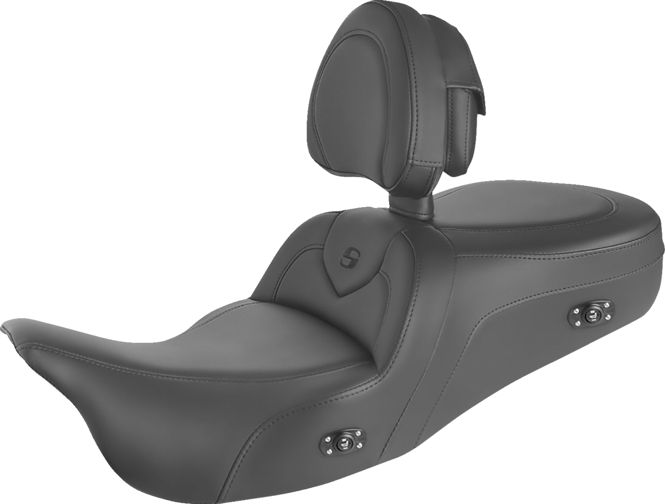SADDLEMEN Heated RoadSofa™ Seat - With Backrest - Black w/ Black Stitching - FL' 09-'24