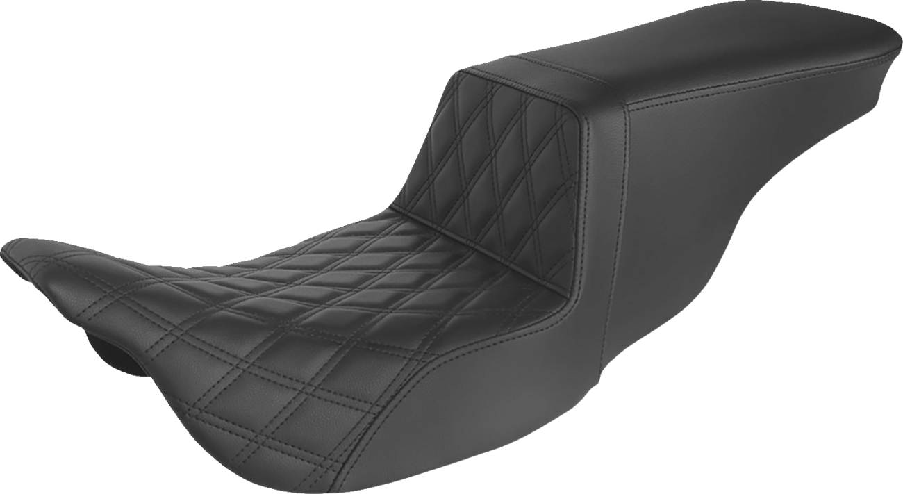 SADDLEMEN Tour Step-Up Seat - Front Lattice Stitch - Black - FL '08-'24