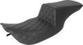 SADDLEMEN Tour Step-Up Seat - Front Lattice Stitch - Black - FL '97-'07