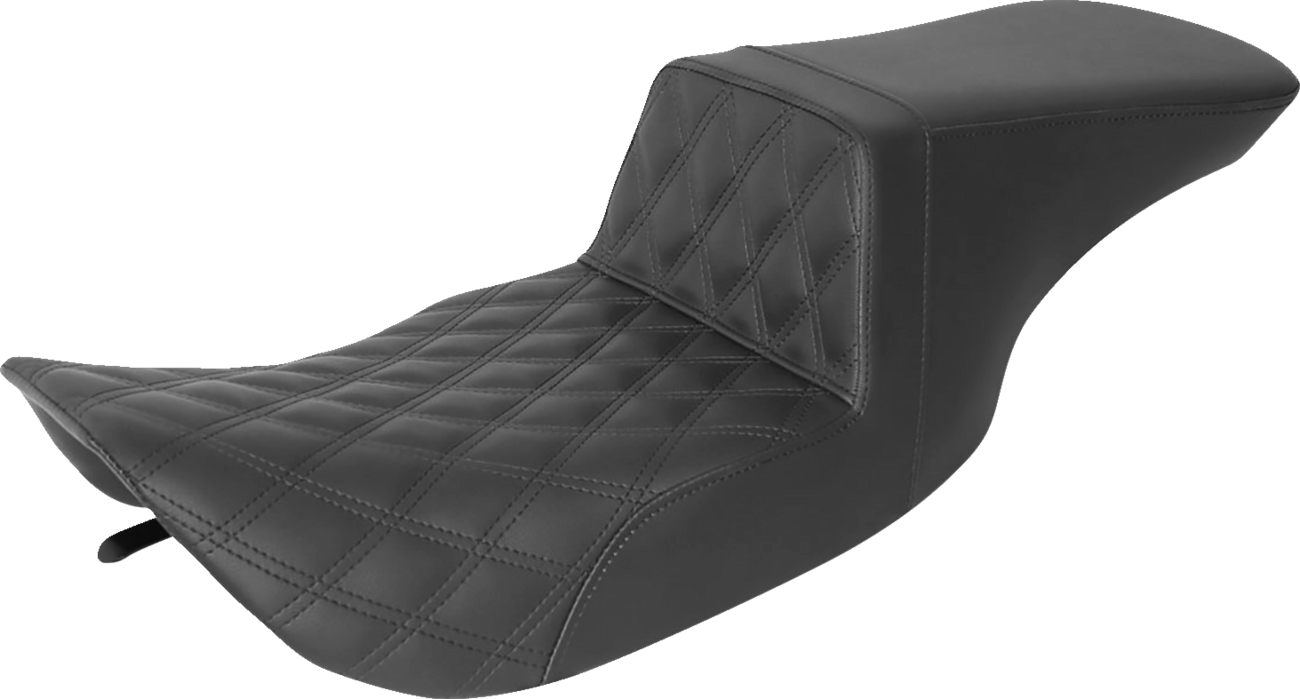 SADDLEMEN Tour Step-Up Seat - Front Lattice Stitch - Black - FL '97-'07