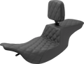 SADDLEMEN Tour Step-Up Seat - Rider Backrest - Full Lattice Stitch - FL '97-'07