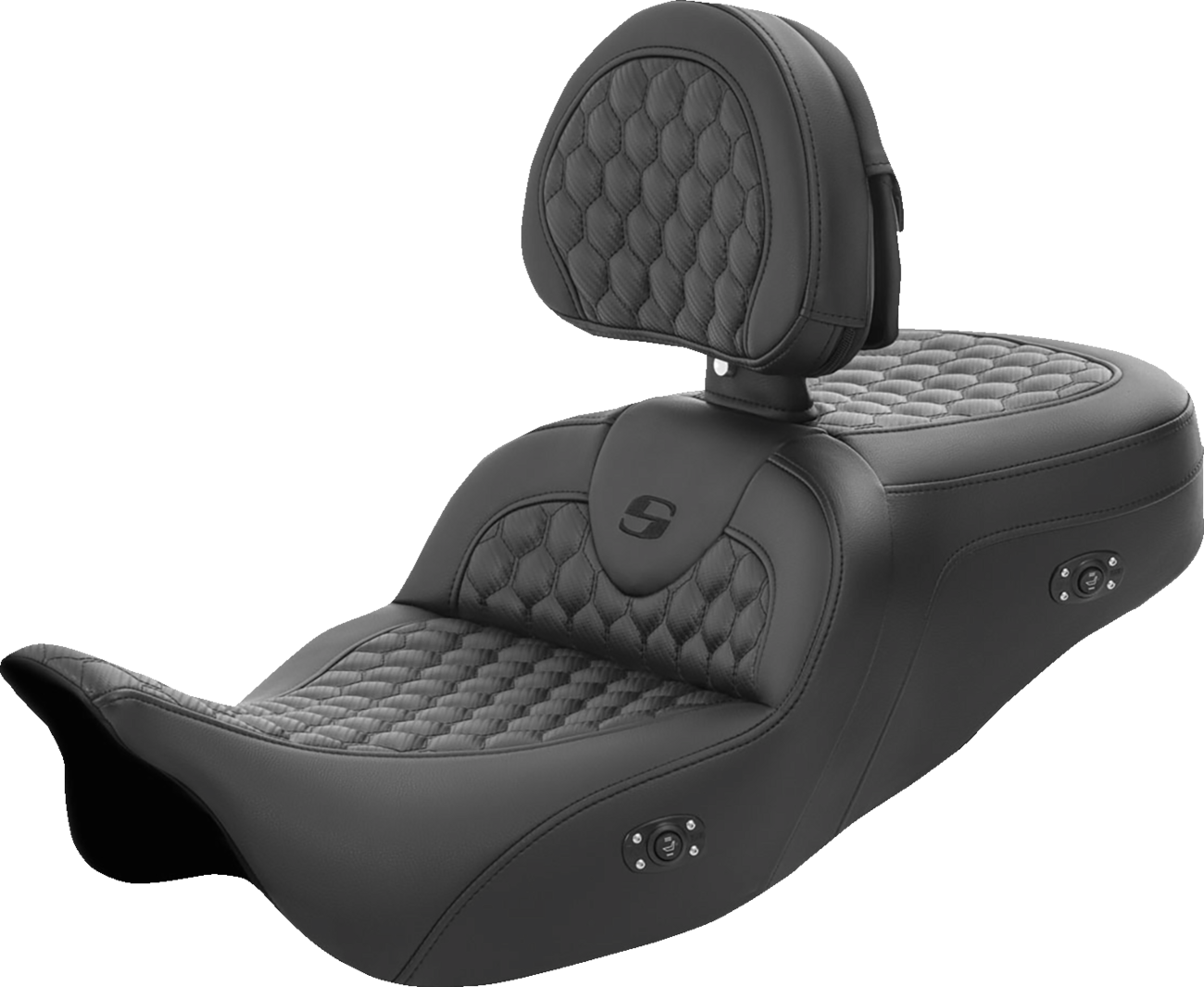 SADDLEMEN RoadSofa™ Seat - Honeycomb - with Backrest - Heated - FL '08-'23