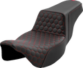 SADDLEMEN Step-Up Seat - Honeycomb - Extended Reach - Red Stitching - FL '08-'23