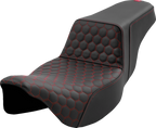 SADDLEMEN Step-Up Seat - Honeycomb - Extended Reach - Red Stitching - FL '08-'23
