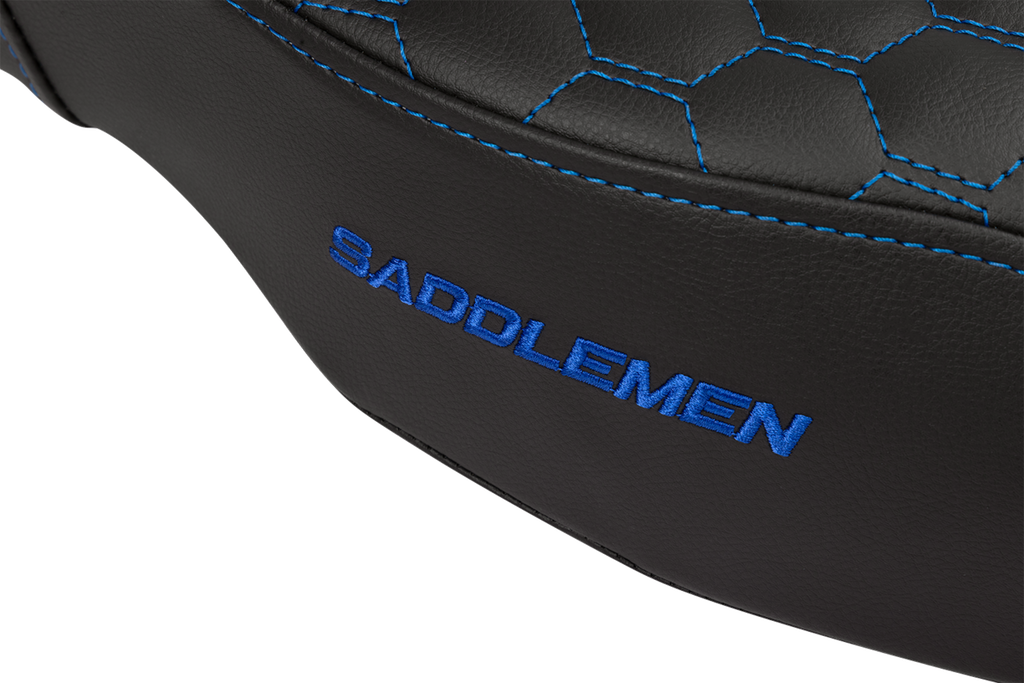 SADDLEMEN Step-Up Seat - Honeycomb - Extended Reach - Blue Stitching - FL '08-'23