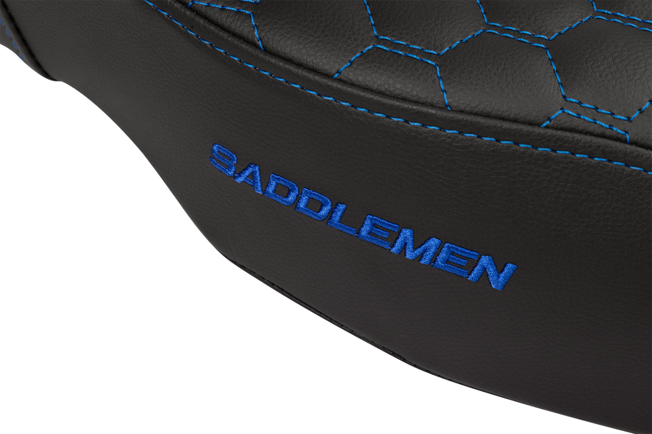 SADDLEMEN Step-Up Seat - Honeycomb - Extended Reach - Blue Stitching - FL '08-'23