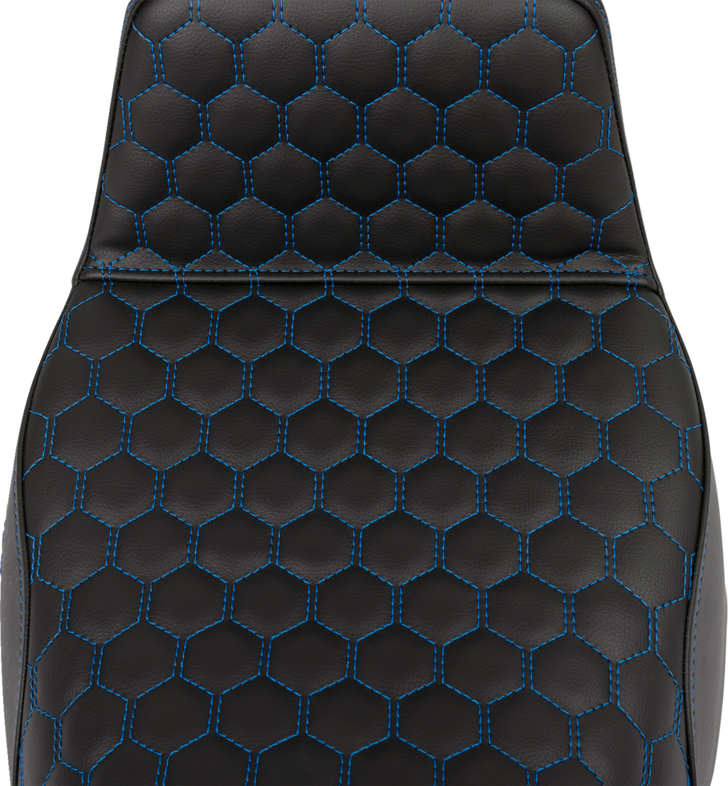 SADDLEMEN Step-Up Seat - Honeycomb - Extended Reach - Blue Stitching - FL '08-'23