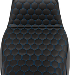 SADDLEMEN Step-Up Seat - Honeycomb - Extended Reach - Blue Stitching - FL '08-'23