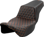 SADDLEMEN Step-Up Seat - Honeycomb - Extended Reach - Orange Stitching - FL '08-'23