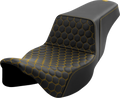SADDLEMEN Step-Up Seat - Honeycomb - Extended Reach - Gold Stitching - FL '08-'23